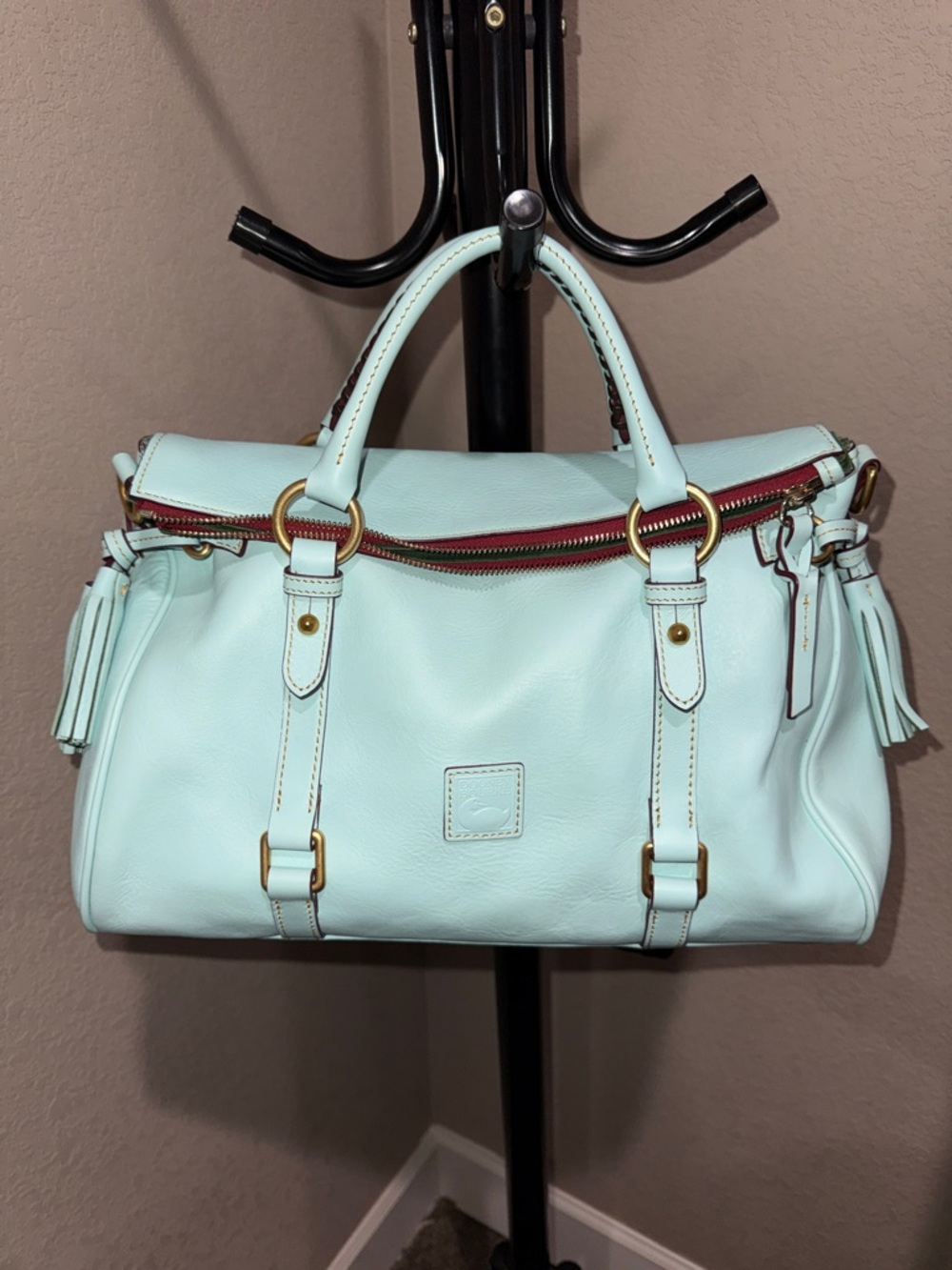 Dooney & Bourke Aqua Large Florentine Leather Satchel